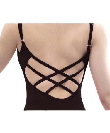 Skwodico Black Cross Back Camisole Leotard - Adjustable and Comfortable | LEW2203 Medium - Buy Online on GoSupps.com