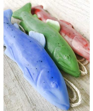 Trout Soap on a Rope Stocking Stuffers Handmade Soap Bar Made in the USA by Rope Soap Co. (Pack of 3) Peppermint 3 Ounce (Pack of 3)