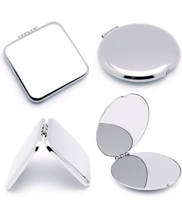 Folding Makeup Mirror Portable Stainless Steel Cosmetic Mirror Double Sided Pocket Mirror Square Beauty Tools - Buy Online on GoSupps.com