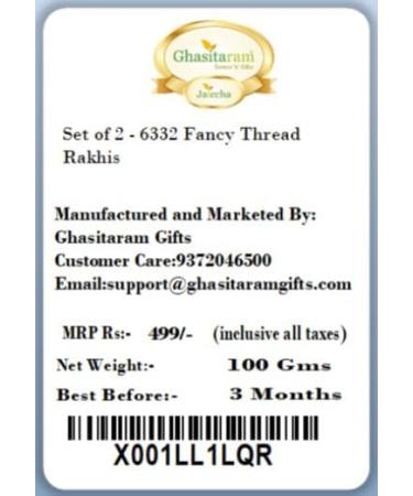 Ghasitaram Gifts Rakhi for Brother Rakhis Online - Set of 2-6332 Fancy Thread Rakhis Set of 2 Rakhis - Buy Online on GoSupps.com