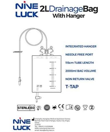 10pcs Pack of 2000ml Urine Drainage Bag with Integrated Bag Hanger and Lever Tap - Sterile Catheter Night Bags - Overnight Bedside Urine Bag - Buy Online on GoSupps.com