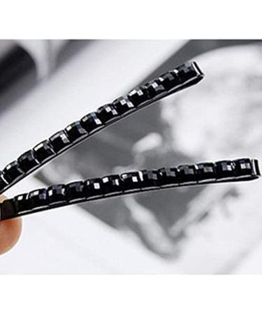 Black Rhinestone Crystal Hair Pins - 2Pcs Sparkly Bobby Barrettes for Women - Buy Online on GoSupps.com