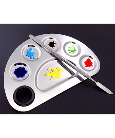 Aoshang Stainless Steel 6-Hole Makeup Palette - Nail Art & Cosmetic Mixing Plate with Spatula Tool - Buy Online on GoSupps.com