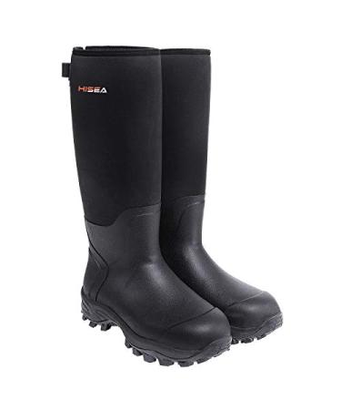 HISEA Apollo Basic Hunting Boots for Men Waterproof Insulated Rubber Boots Rain Boots Neoprene Mens Boots 11 Black