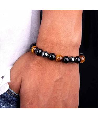 Buy Triple Protection Tiger's Eye Black Obsidian Hematite Bracelet | Men & Women | International Shipping - Buy Online on GoSupps.com