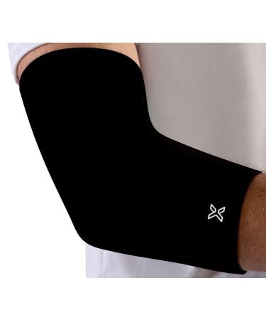 Full Elbow Brace for Tendonitis and Tennis Elbow - Golfers Elbow Brace - Forearm Strain Support - Elbow Compression Sleeve for Men and Women - (Black Small) Black Small: 9.5" - 10.5"