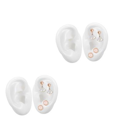 Healeved 2 Pairs Artificial Ears Piercings Practice Tools lab Ear Human Ear Models Ear Display Sample Simulation Ear Mold Ear Practice Model Ear Prop Earphone White Child