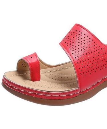 Women s Open Toe Sandals - Summer Hollow Clip Toe Bunion Corrector Wedge Heels & Flip Flops for Big Toe Bone Correction - Orthopedic Travel Footwear - Size 8.5 Red - Buy Online on GoSupps.com