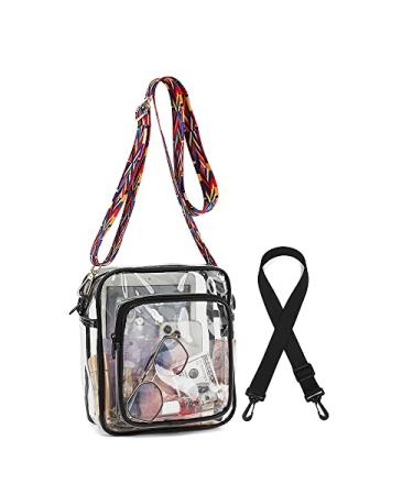 Clear Crossbody Bags for Women, Stadium Approved Clear Messenger Bags Clear Bags with Adjustable Straps Colorful