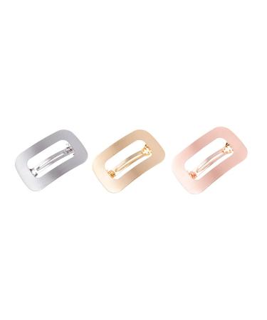 Lurrose French Hair Barrettes Spring Hair Clip Hollow Duck Bill Hair Clip Simple Headdress Geometric Spring Barrettes Hair Jewelry 3pcs Golden Silver Rose Gold