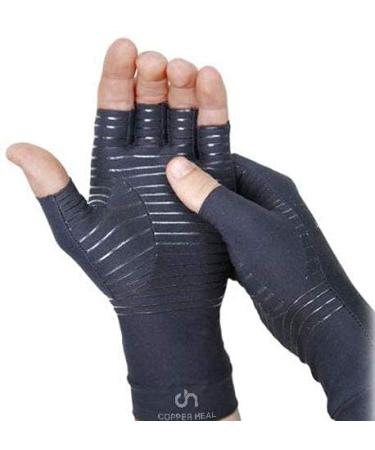 COPPER HEAL Arthritis Compression Gloves Rheumatoid Carpal Tunnel Glove Fingerless Pains Hands Support finger joint Medium (1 Pair)