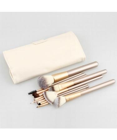 12-Piece Beige Makeup Brush Set | Essential Beauty Tools for Beginners | 18cm Quality Brushes - Buy Online on GoSupps.com