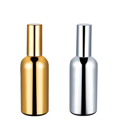 2 x Martini Bar Mister Sprayer Glass Spray Bottles Refillable Empty Cosmetic Container for Cocktails Absinthe Gold Silver