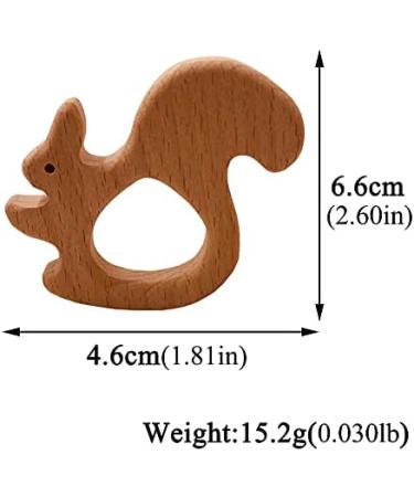 Wendysun 2pcs Cartoon Squirrel Wood Teether Set - Natural Beech Teething Toy for Babies - Buy Online on GoSupps.com