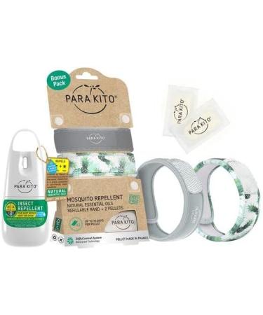 Para'Kito Mosquito Bonus Pack: 2 Wristbands + 2 Refills (Grey/Pineapple) + Repellent Spray - Buy Online on GoSupps.com