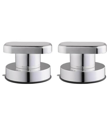 2 Pcs Bathroom Shower Glass Door Suction Cup Safety Knobs Handle Wall Mounted Handrail Grip Tub Shower Handle (Silver Color)