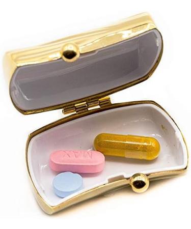 Gold Wave Pattern Purse - Portable Travel Pill Box & Medicine Organizer | Shop Now - Buy Online on GoSupps.com