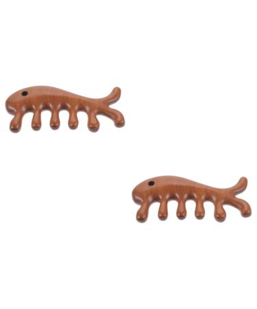 Minkissy massage comb in fish form wooden comb wide tooth comb jadekopf massage tool scalp massager Gua-Sha-Kamm Guasha tool men's comb portable massage curt