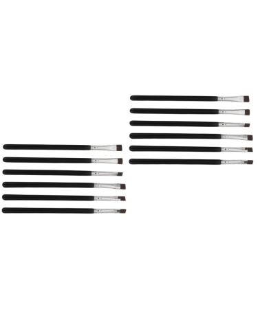 Healeved 12 Pcs Flat Eyebrow Brush Makeup Eyeshadow Cosmetics Brush Eyeshadow Brush Black Artificial Fiber