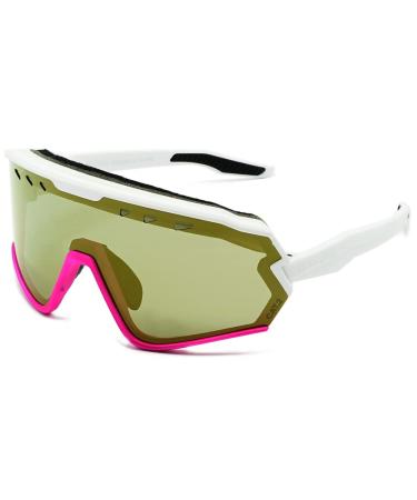 Phieres Sharkbiteph Origin - Unisex sports glasses with ecological organic TPU frame extended ventilation polarized UV400 protection MTT WHT pink / gold