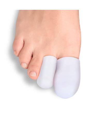 LUFOEVER 10 Pieces Toe Protector, Gel Toe Protectors to Provide Relief from Missing or Ingrown Toenails, Corns, Blisters, Hammer Toes (6L/4S,White) Large&Small A-white