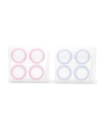 Contact Lens Case Transparent Large for Travel and Home with Tweezers Pack of 4