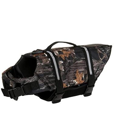Dog life jacket swimming safety coat swimming vest lifeguard with handle for small dog puppies large dog (camouflage dark l) l camouflage dark