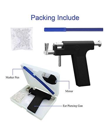 Stainless Steel Ear Piercing Gun Kit - 108pcs, Painless Piercer for Ear, Nose, Navel - Black Beauty Body Pierce Set - Buy Online on GoSupps.com