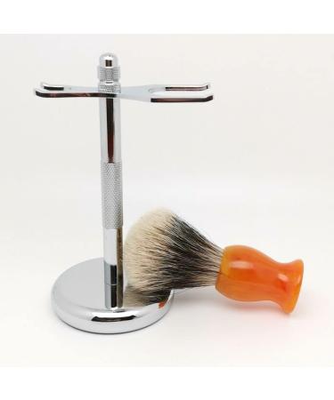 Lefeda Simply Men's Shaving Brush & Double Edge Razor Set - Premium Silver Holder - Perfect for Smooth Shaves - 2.9x6 Inches - Buy Online on GoSupps.com
