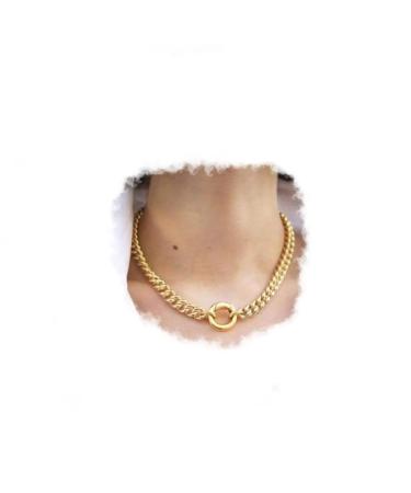 Chunky Necklace O Ring Double Choker Link Curb Chain Chic Gold for Women Fashion Gift for Her