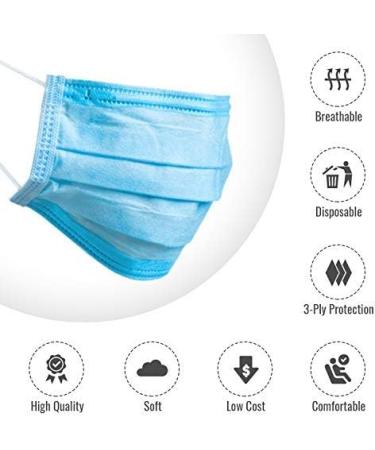 BINKT 50-Pack Disposable Face Masks 3-Ply Protection Adult Disposable Safety Mask for Dust Air Pollution Pollen. No Graphene is Used. - Buy Online on GoSupps.com