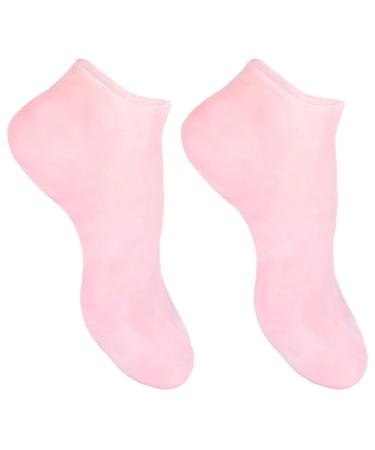 JECOMPRIS Silicone Moisturizing Socks Softening Dry Cracked Feet Rough for Calluses Spa Gel Socks Foot Care Pink