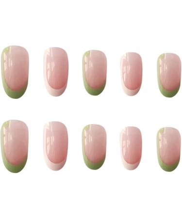 French Tip Press on Nails - Short Press On Nails with Nail Tips Blue White Nake pink with almond shaped design press on nails Acrylic False Nails Cute Artificial Nails - Buy Online on GoSupps.com