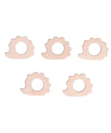Set of 5 Natural Beech Wood Hedgehog Teething - Safe and Soothing for Baby Gums - Perfect for Teething Necklace or Bracelet - Buy Online on GoSupps.com