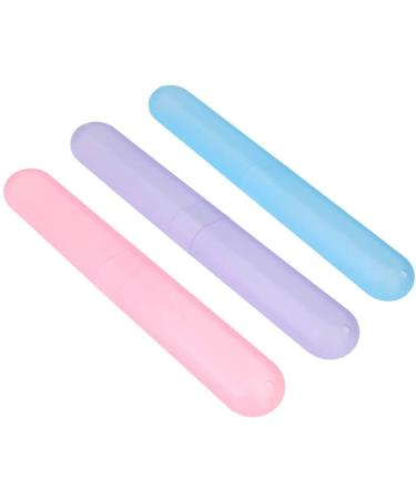 Toothbrushes case toothbrush cover 3PCs portable toothbrush container environmentally friendly transparent candy -colored toothbrushes cover case for trips in the free camping family school business trip