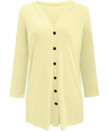 Long Shirt Outerwear Top Thin Warm Knitted Coat Women's Blouse V-Neck Shirt Tunic Long Women's Tunic Women's Shirt Casual Checked Shirt Women's Winter Chunky Knit Jacket G-yellow L - Buy Online on GoSupps.com