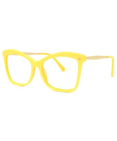 VOOGLAM Butterfly Blue Light Glasses for Women Anti UV Eyestrain Dry Eyes Computer Phone TV Eyewear Libby Yellow