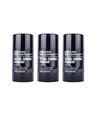 Duke Cannon Supply Co. Trench Warfare Natural Charcoal Solid Deodorant for Men Bergamot&Black Pepper Multi-Pack- Aluminum-Free Alcohol-Free Long-Lasting for Sweat & Odor Protection 2.75 oz (3 Pack) Bergamot & Black Pe...