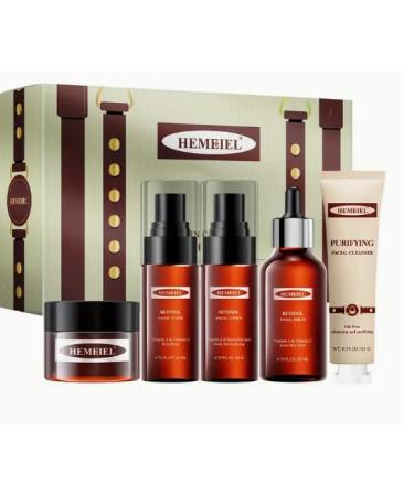 5 Piece Retinol Anti Aging Skin Care Set for Women, Gifts for Women, Skin Care Routine Kit, Face Cleanser and Face Cream, Face Serum,