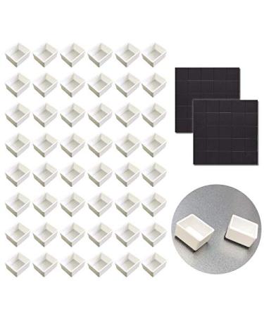 Watercolor Half Pans with Magnetic Stripe - 48Pcs White Plastic Empty Artist Paint Pan Kits for DIY Watercolor Oils or Acrylics Painting Travel Tin Case Palette Art Drawing 48 Half Pans