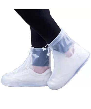 Rain Boot Shoe Covers,Waterproof Shoes Cover Reusable Women Men PVC Rubber Sole Overshoes Protectors for Cycling Camping Travel (XXL, White) XXL White