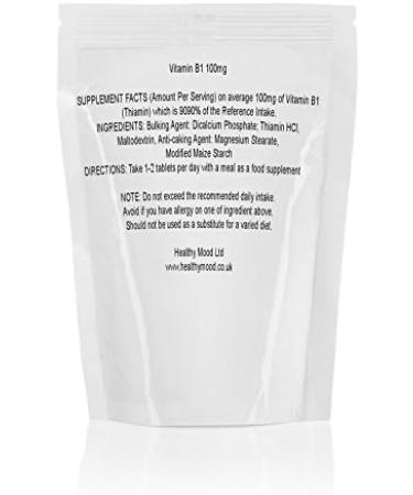 Vitamin B1 THIAMINE 100mg 30/60/90/120/180 Veg Tablets Pills Supplements (90) - Buy Online on GoSupps.com