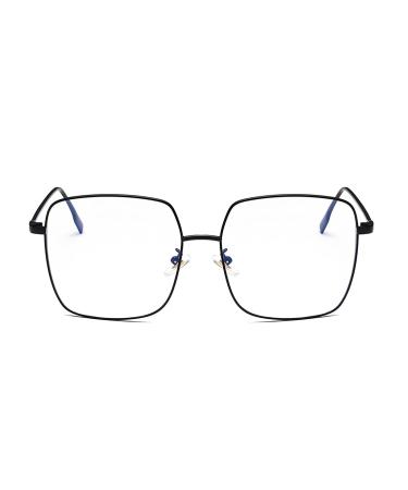 Tofox anti -flasy glasses rectangular vintage metal unisex transparent lentils blue light filter for computer/smartphones/tablets color4