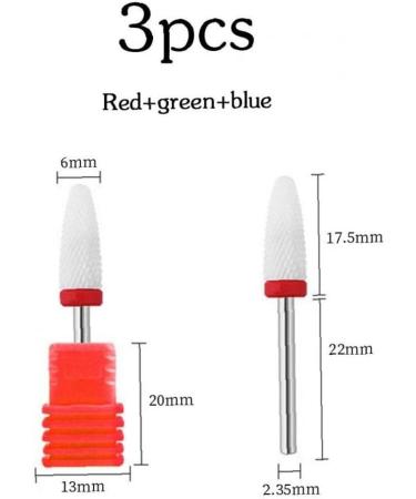 3 Pieces Ceramic Cone Nail Drill Bits - 6mm Multifunctional for Left & Right Hand - Quickly Remove Acrylic & Gel Nails | International Shipping - Buy Online on GoSupps.com