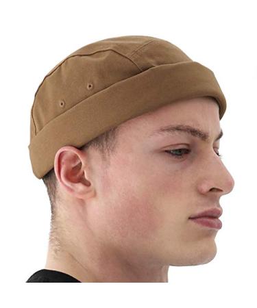 UNDERCONTROL Brimless Trawler Leon Habour Camp Cap Unisex Sailor Skull Outdoor Hat Fisherman No Visor Worker Beanie 4 Color Brown