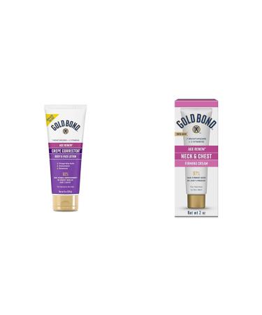 Gold Bond Age Renew Crepe Corrector Body Lotion Replenishing & Smoothing Formula 8 oz. & Age Renew Neck & Chest Firming Cream 2 oz. Clinically Tested Skin Firming Cream