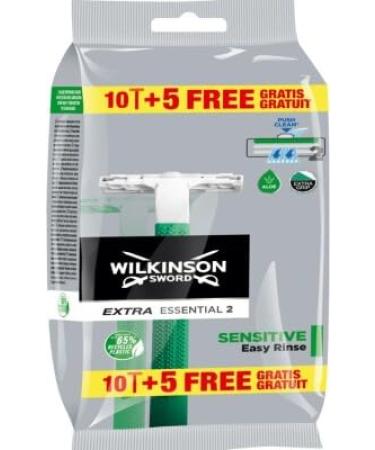 Wilkinson Sword Extra 2 Sensitive Men's Disposable Razors 10 + 5 pcs 1-pack 15 pieces (1-pack) - Buy Online on GoSupps.com