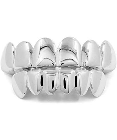 Shop-Story Hip Hop Grillz Tooth Set - Top & Bottom Universal Size - Easy Attach Silver Plastic - International Shipping Available - Buy Online on GoSupps.com