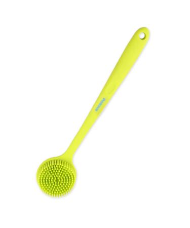 Silicone Shower Brush Soft Silicone Shower Back Scrubber Silicone Body Bath Brush with Long Handle Massage Blue or Green
