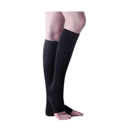 Keephen Medical knees High compression stockings for varicose veins swelling edema grade class II (23-32mmhg) Gradient compression black open toe
